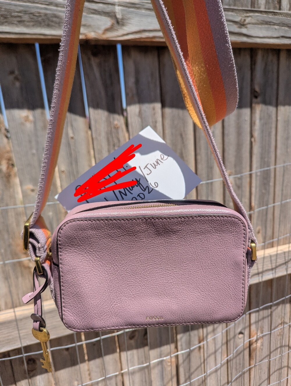 Fossil Billie Small Crossbody Bag Leather Misty Lilac Camera Style Purse